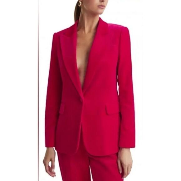 Reiss Rosa Petite Velvet Single Breasted Suit Blazer in Pink Size 10 / Néw - Picture 1 of 10
